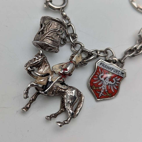 1970s British vintage sterling silver charm bracelet, 32g