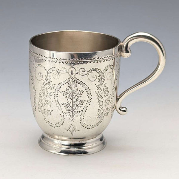 Taza de plata de ley antigua británica de 1868, 135 g, Arthur Sibley