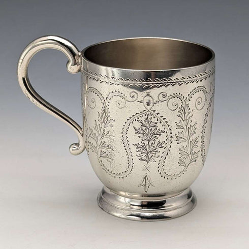 1868 British antique sterling silver mug 135g Arthur Sibley