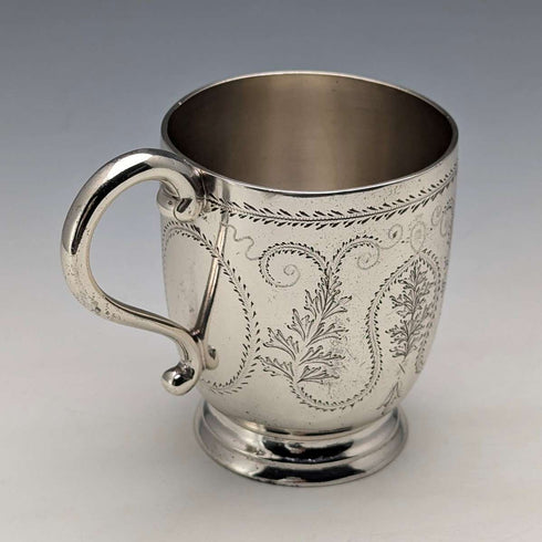1868 British antique sterling silver mug 135g Arthur Sibley