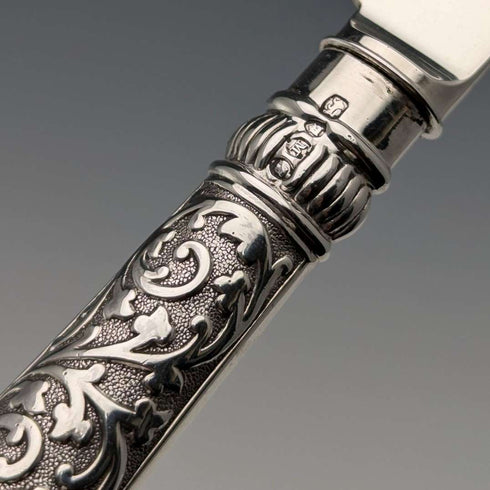 1890年頃 英国アンティーク 総純銀製 カトラリー6ペアセット 計655g John Aldwinckle & Thomas Slater 木箱入り