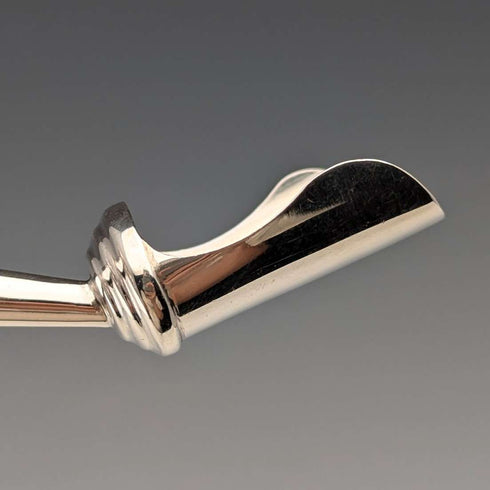 1890 British antique sterling silver and white mother of pearl handle tea caddy spoon Hilliard & Thomason