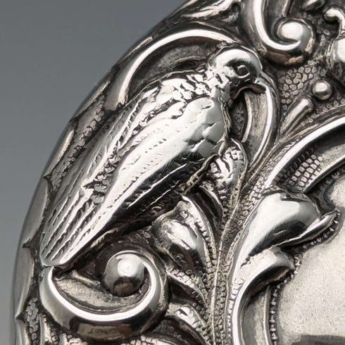 1902年 英国アンティーク 純銀蓋 カットガラスジャー W J Myatt & Co