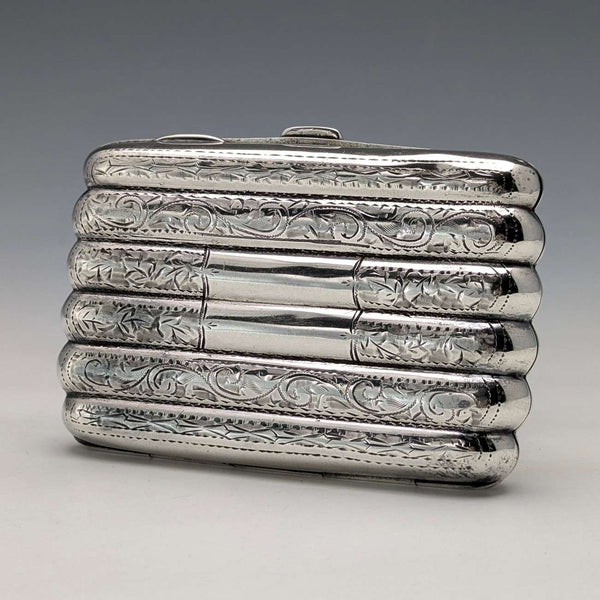 1905 British antique sterling silver cigarette case 60g Samuel M Levi