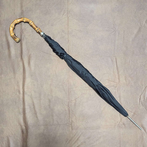 Paraguas británico vintage para caballero, mango curvo de bambú, 88 cm