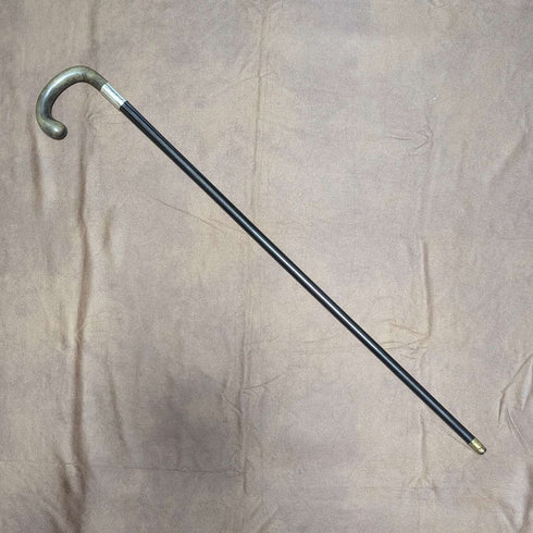 1918년 영국 앤티크 남성용 순은 장식 혼 핸들 지팡이 82cm