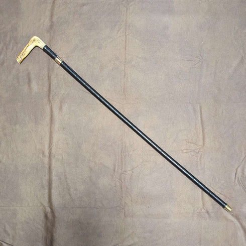 Antique British Gentleman's Antler L-Handle Walking Stick 86cm