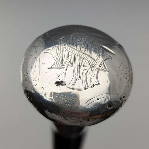 【预留中】1907年 英国古董 绅士用纯银圆柄手杖 92cm