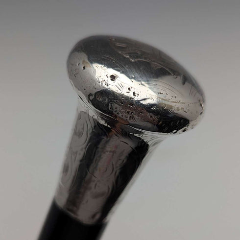 【预留中】1907年 英国古董 绅士用纯银圆柄手杖 92cm