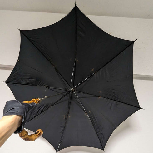 Paraguas británico vintage para caballero, mango curvo de bambú, 88 cm