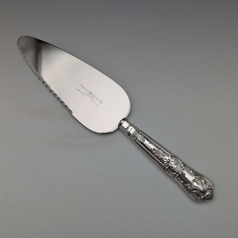 Cuchillo para pan y pala para pastel de plata de ley, vintage británico, 1960, Harrison Brothers