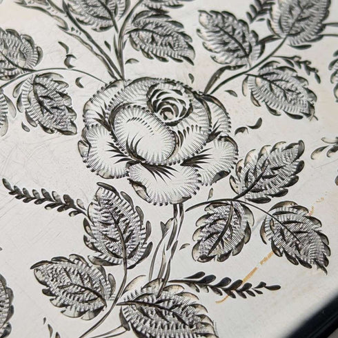 1897년 영국 앤티크 순은제 카드 케이스 자포니즘 장식 75g Mappin & Webb