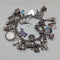Pulsera de dijes de plata de ley vintage británica de 1970, 78 g, D&BS