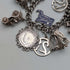 Pulsera de dijes de plata de ley vintage británica de 1970, 78 g, D&BS