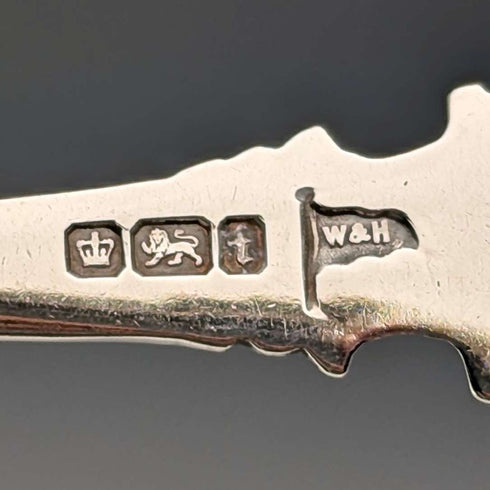 1911年 英国古董 纯银茶匙6支及糖夹套装(附原盒),Walker&Hall制