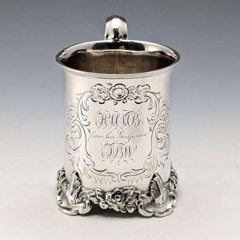Taza de plata de ley antigua británica de 1851, 149 g, Henry Wilkinson