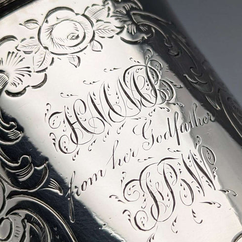 Taza de plata de ley antigua británica de 1851, 149 g, Henry Wilkinson
