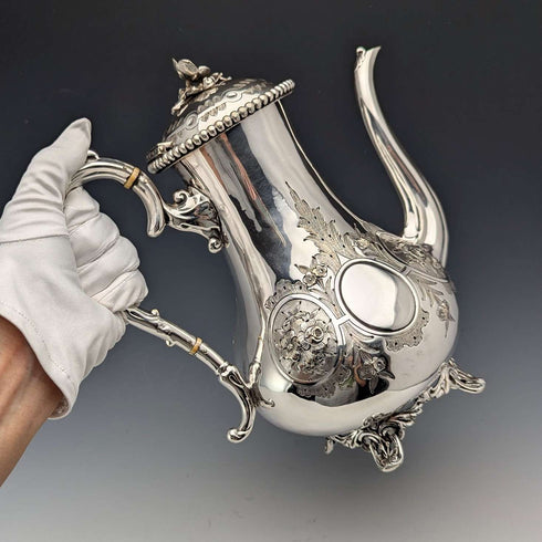 19世紀後半 英国アンティーク シルバープレート製 コーヒーポット