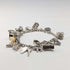 Pulsera de dijes de plata esterlina vintage británica de 1957, 47 g, W.J.S.