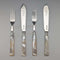 Cubertería de postre, 2 pares, plata de ley con mango de nácar, William Hutton, antigüedades británicas de 1904