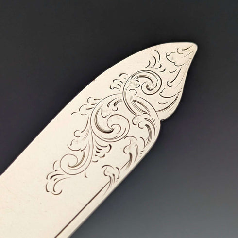 Cubertería de postre, 2 pares, plata de ley con mango de nácar, William Hutton, antigüedades británicas de 1904