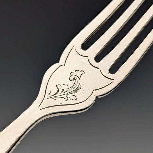 Cubertería de postre, 2 pares, plata de ley con mango de nácar, William Hutton, antigüedades británicas de 1904