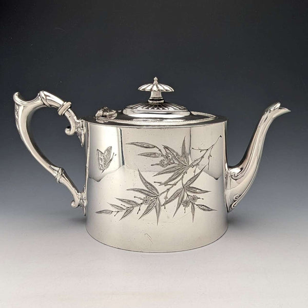 约1890年 英国古董镀银茶壶 James Dixon
