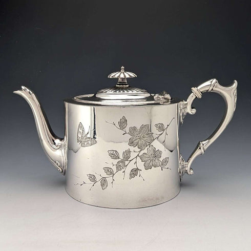 约1890年 英国古董镀银茶壶 James Dixon