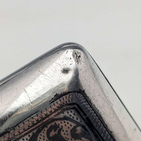约1900年 俄罗斯古董 875银尼埃罗(Niello)装饰烟盒 143克