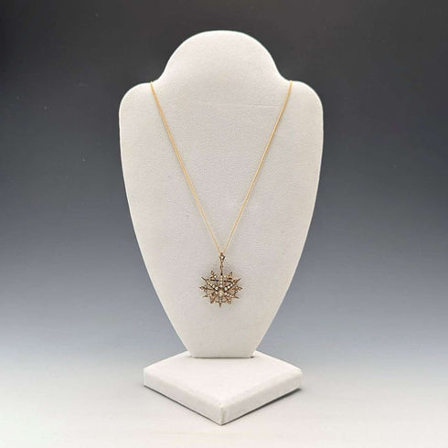 1909 British antique 9ct gold and pearl pendant brooch
