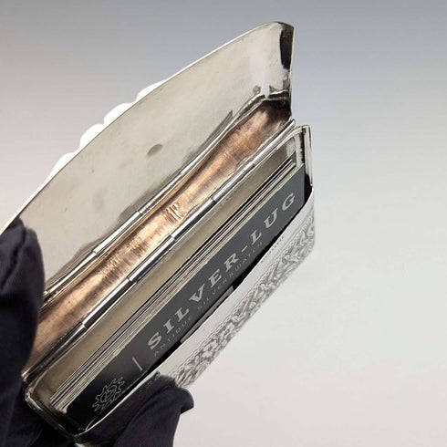 1905 British antique sterling silver card case with embossed decoration, 72g, Henry Williamson Ltd