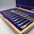 Circa 1900 British antique silver plate fish cutlery set of 6 in wooden box