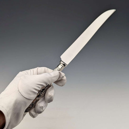 1962 British Vintage Sterling Silver Handle Cake Knife Queens Pattern
