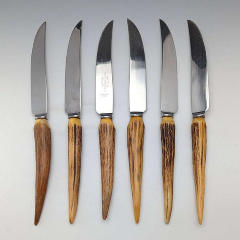 英國古董鹿角手柄牛排餐具 6 對套裝 Harrison Fisher & Co