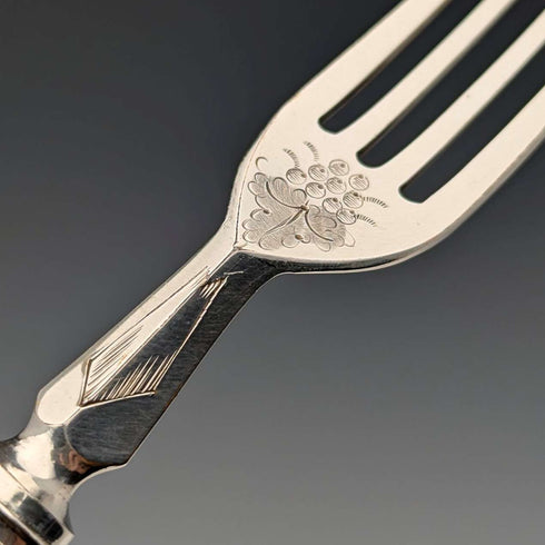 1890년경 영국 앤티크 백접패 핸들 디저트 커틀러리 6세트(12p) Mappin&Webb 트레이 포함
