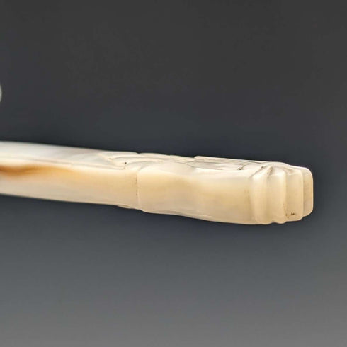 約 1860 年英國古董雕刻白色珍珠手柄甜點餐具 6 對 TBNA 托盤包括