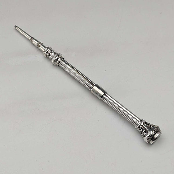 Circa 1900 Antique Silver Push-Pull Pencil 86-110mm