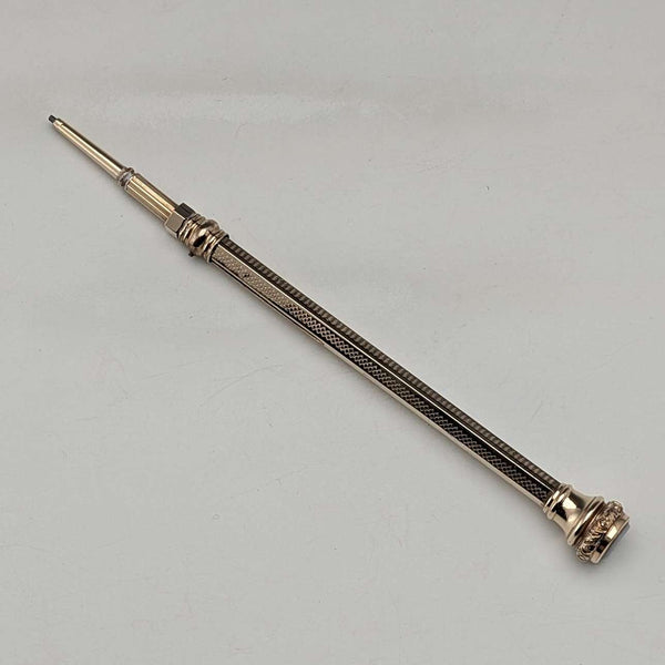 Lápiz mecánico retráctil antiguo chapado en oro, hacia 1900, 82-105 mm