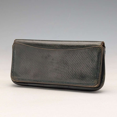 Circa 1905 German antique sterling silver decorated small leather wallet, green leather coin purse SD