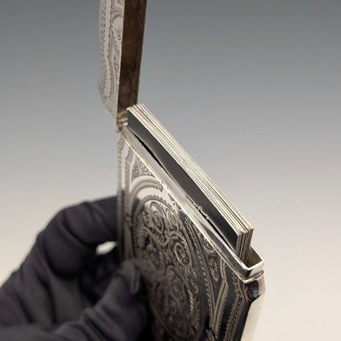 1880年 英国アンティーク 純銀製 カードケース 72g Hilliard & Thomason 極美品
