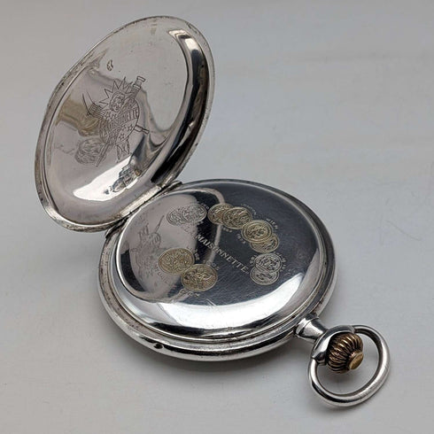 Antique La Maisonette pocket watch, circa 1910, silver side hunter case, in good working order