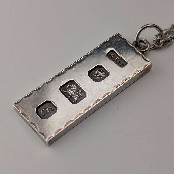 Colgante de lingote de plata pura británica de 1979, 1/2 onza, con collar de plata pura