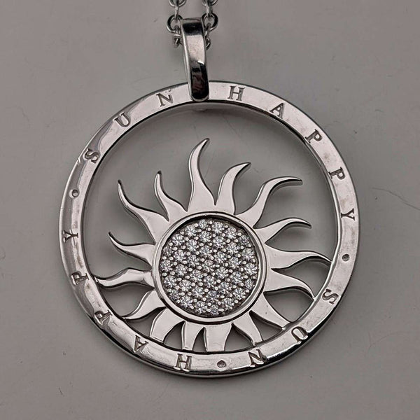 Colgante vintage de plata pura, diseño de sol, 11.5 g, con collar.