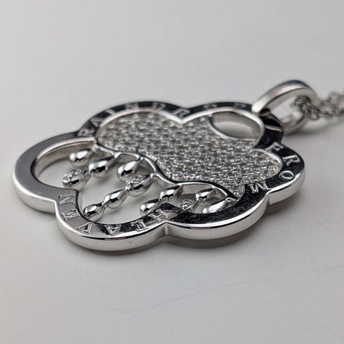 Colgante vintage de plata de ley con diseño de lluvia y nubes, 13.5g, con collar