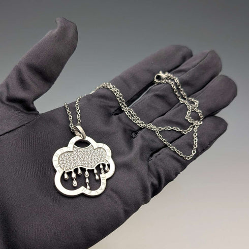 Colgante vintage de plata de ley con diseño de lluvia y nubes, 13.5g, con collar