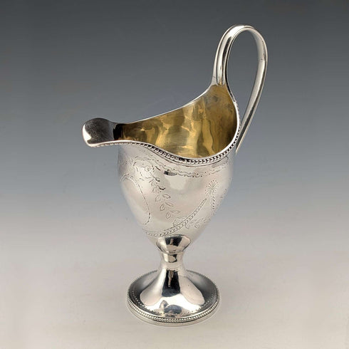 Jarra de crema de plata esterlina antigua británica de 1783, 113 g, Samuel Meriton II