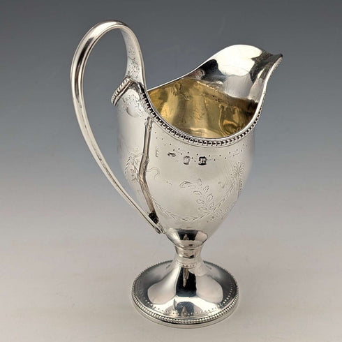 Jarra de crema de plata esterlina antigua británica de 1783, 113 g, Samuel Meriton II