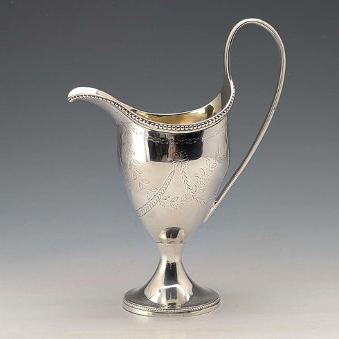 Jarra de crema de plata esterlina antigua británica de 1783, 113 g, Samuel Meriton II