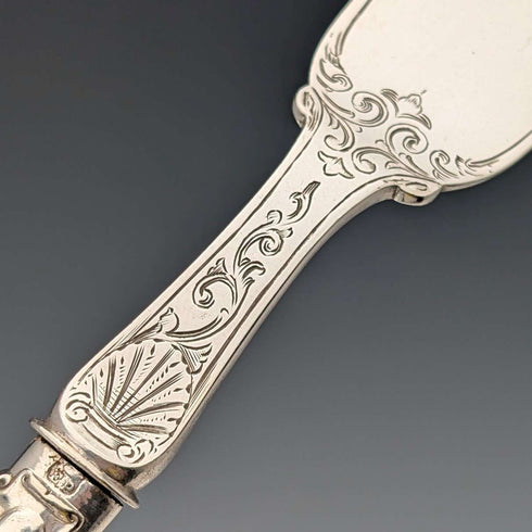Cubertería de 19.º siglo, segunda mitad, de plata chapada con mangos de estilo antiguo inglés, 7 pares, John Gilbert