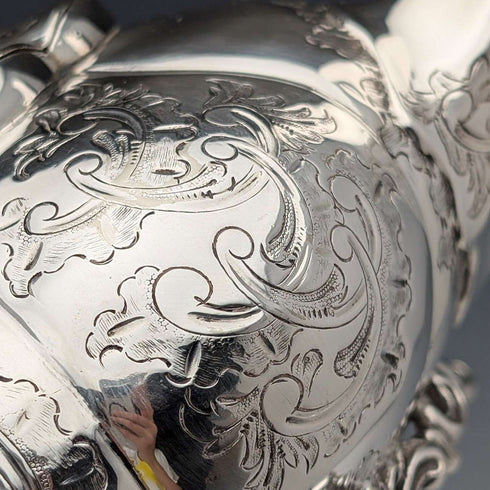 Late 19th Century British Antique Silver Plate Melon Shaped Teapot
